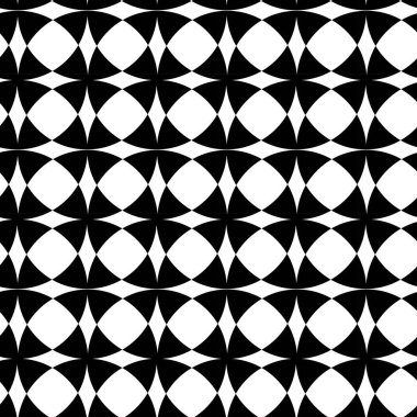 Haçlı, çizgili, çizgili soyut geometrik desen. Kusursuz vektör arkaplanı. Beyaz ve siyah süs. Modern retiküle grafik tasarımı.