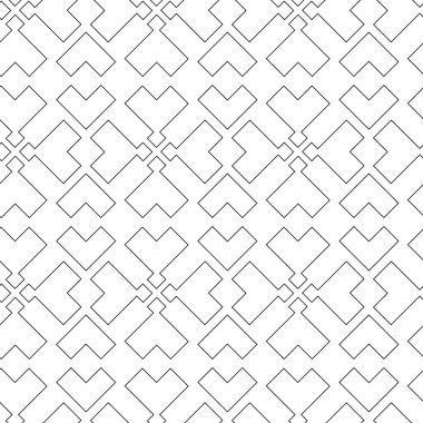 Haçlı, çizgili, çizgili soyut geometrik desen. Kusursuz vektör arkaplanı. Beyaz ve siyah süs. Modern retiküle grafik tasarımı.