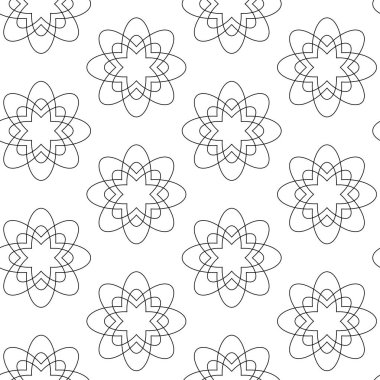 Haçlı, çizgili, çizgili soyut geometrik desen. Kusursuz vektör arkaplanı. Beyaz ve siyah süs. Modern retiküle grafik tasarımı.