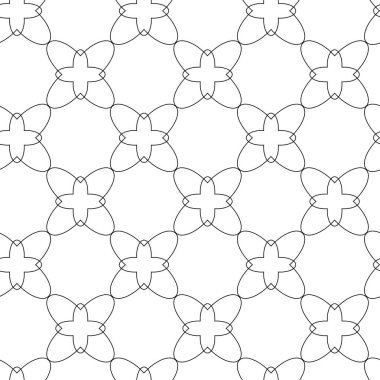 Haçlı, çizgili, çizgili soyut geometrik desen. Kusursuz vektör arkaplanı. Beyaz ve siyah süs. Modern retiküle grafik tasarımı.