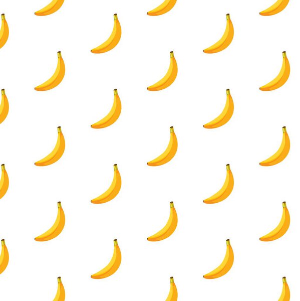 Banana flat seamless pattern on white background. Wrapping paper, gift card, poster, banner design. Home decor, modern textile print. Summer bright geometric fruits patterned.