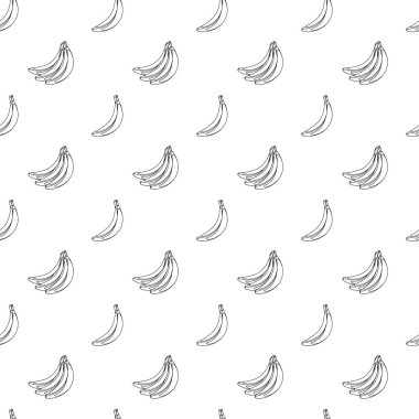 Beyaz arka planda muz ana hatları kusursuz desen. Paket kağıdı, hediye kartı, poster, afiş tasarımı. Ev dekorasyonu, modern tekstil baskısı. Yazın parlak geometrik meyveler desenli.