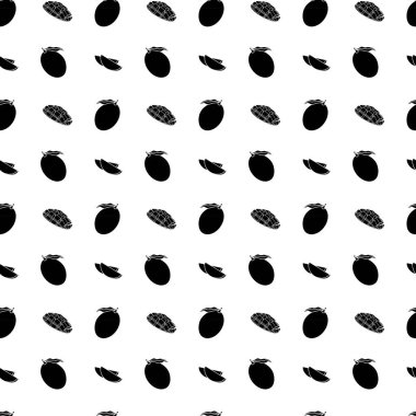 Beyaz arka planda basit, pürüzsüz bir mango deseni. Paket kağıdı, hediye kartı, poster, afiş tasarımı. Ev dekorasyonu, modern tekstil baskısı. Yazın parlak geometrik meyveler desenli.