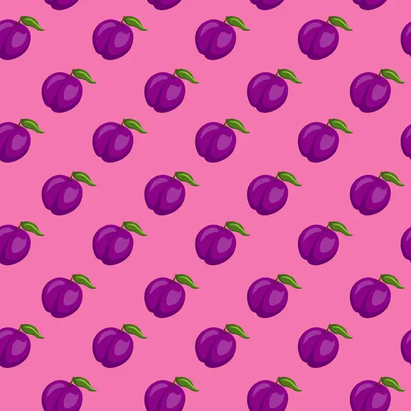 Pembe arka planda erik meyvesi pürüzsüz desen. Paket kağıdı, hediye kartı, poster, afiş tasarımı. Ev dekorasyonu, modern tekstil baskısı. Yazın parlak geometrik meyveler desenli.