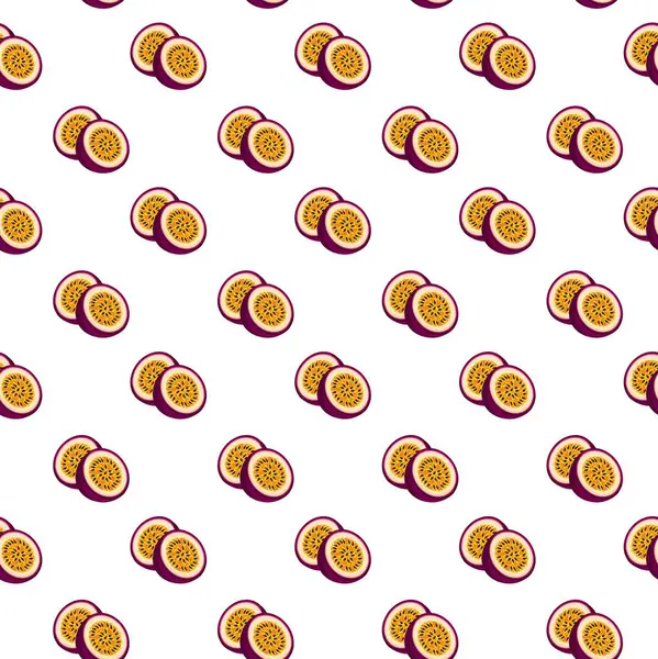 Passion Fruit beyaz arka planda düz, pürüzsüz desen. Paket kağıdı, hediye kartı, poster, afiş tasarımı. Ev dekorasyonu, modern tekstil baskısı. Yazın parlak geometrik meyveler desenli.