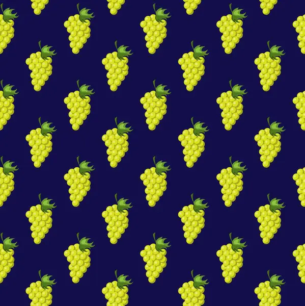 Üzümler, mavi arka planda düz, dikişsiz bir desen. Paket kağıdı, hediye kartı, poster, afiş tasarımı. Ev dekorasyonu, modern tekstil baskısı. Yazın parlak geometrik meyveler desenli.