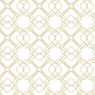Karesi, çizgileri ve beyaz arkaplanı olan soyut geometrik desen. Kusursuz bir vektör arka planı. Grafiksel modern model. Beyaz ve altın desenli.