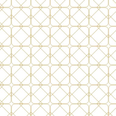 Karesi, çizgileri ve beyaz arkaplanı olan soyut geometrik desen. Kusursuz bir vektör arka planı. Grafiksel modern model. Beyaz ve altın desenli.
