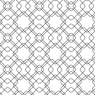 Karesi, çizgileri ve beyaz arkaplanı olan soyut geometrik desen. Kusursuz bir vektör arka planı. Grafiksel modern model. Beyaz ve siyah desen.