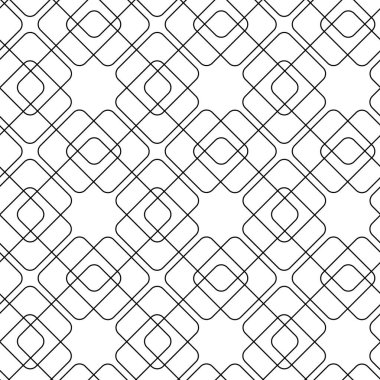Karesi, çizgileri ve beyaz arkaplanı olan soyut geometrik desen. Kusursuz bir vektör arka planı. Grafiksel modern model. Beyaz ve siyah desen.