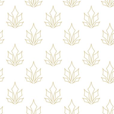 Kareler, haçlar, çizgiler ve çizgilerle soyut geometrik desen. Kusursuz vektör arkaplanı. Beyaz ve altın süs. Modern retiküle grafik tasarımı.