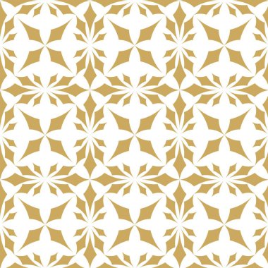 Kareler, haçlar, çizgiler ve çizgilerle soyut geometrik desen. Kusursuz vektör arkaplanı. Beyaz ve altın süs. Modern retiküle grafik tasarımı.