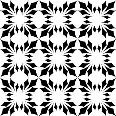 Kareler, haçlar, çizgiler ve çizgilerle soyut geometrik desen. Kusursuz vektör arkaplanı. Beyaz ve siyah süs. Modern retiküle grafik tasarımı.