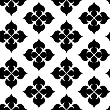 Kareler, haçlar, çizgiler ve çizgilerle soyut geometrik desen. Kusursuz vektör arkaplanı. Beyaz ve siyah süs. Modern retiküle grafik tasarımı.