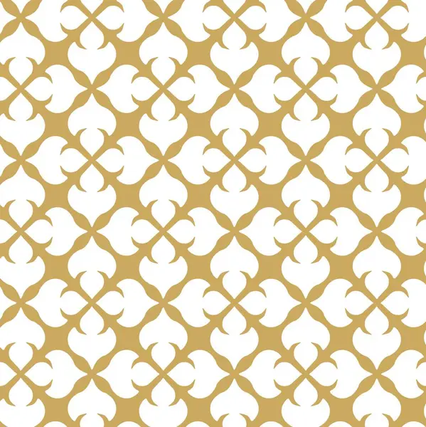 Kareler, haçlar, çizgiler ve çizgilerle soyut geometrik desen. Kusursuz vektör arkaplanı. Beyaz ve altın süs. Modern retiküle grafik tasarımı.