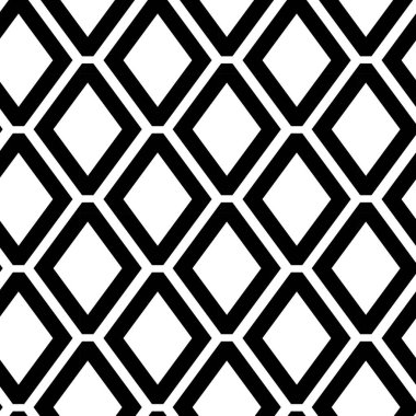 Kareler, haçlar, çizgiler ve çizgilerle soyut geometrik desen. Kusursuz vektör arkaplanı. Beyaz ve siyah süs. Modern retiküle grafik tasarımı.