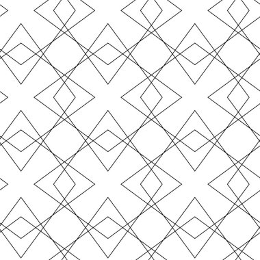Haçlı, çizgili, çizgili soyut geometrik desen. Kusursuz vektör arkaplanı. Beyaz ve siyah süs. Modern retiküle grafik tasarımı.