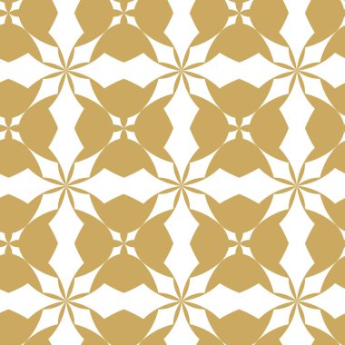 Haçlı, çizgili, çizgili soyut geometrik desen. Kusursuz vektör arkaplanı. Beyaz ve altın süs. Modern retiküle grafik tasarımı.