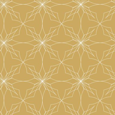 Haçlı, çizgili, çizgili soyut geometrik desen. Kusursuz vektör arkaplanı. Beyaz ve altın süs. Modern retiküle grafik tasarımı.