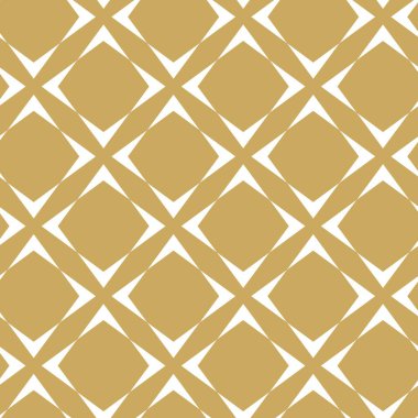 Haçlı, çizgili, çizgili soyut geometrik desen. Kusursuz vektör arkaplanı. Beyaz ve altın süs. Modern retiküle grafik tasarımı.