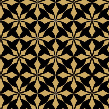 Haçlı, çizgili, çizgili soyut geometrik desen. Kusursuz vektör arkaplanı. Siyah ve altın süs. Modern retiküle grafik tasarımı.