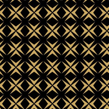 Haçlı, çizgili, çizgili soyut geometrik desen. Kusursuz vektör arkaplanı. Siyah ve altın süs. Modern retiküle grafik tasarımı.