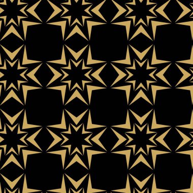 Haçlı, çizgili, çizgili soyut geometrik desen. Kusursuz vektör arkaplanı. Siyah ve altın süs. Modern retiküle grafik tasarımı.