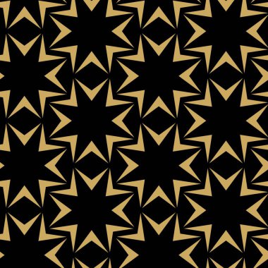 Haçlı, çizgili, çizgili soyut geometrik desen. Kusursuz vektör arkaplanı. Siyah ve altın süs. Modern retiküle grafik tasarımı.
