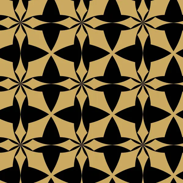 Haçlı, çizgili, çizgili soyut geometrik desen. Kusursuz vektör arkaplanı. Siyah ve altın süs. Modern retiküle grafik tasarımı.