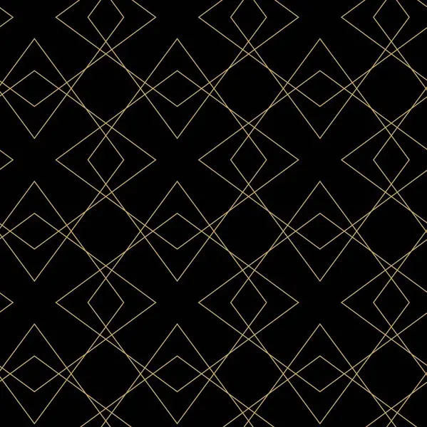 Haçlı, çizgili, çizgili soyut geometrik desen. Kusursuz vektör arkaplanı. Siyah ve altın süs. Modern retiküle grafik tasarımı.
