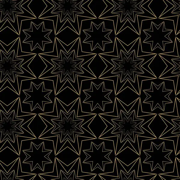 Haçlı, çizgili, çizgili soyut geometrik desen. Kusursuz vektör arkaplanı. Siyah ve altın süs. Modern retiküle grafik tasarımı.