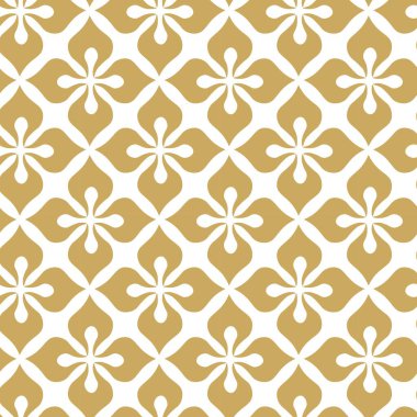 Kareler, haçlar, çizgiler ve çizgilerle soyut geometrik desen. Kusursuz vektör arkaplanı. Beyaz ve altın süs. Modern retiküle grafik tasarımı.