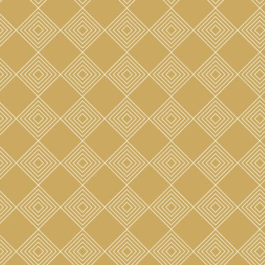 Kareler, haçlar, çizgiler ve çizgilerle soyut geometrik desen. Kusursuz vektör arkaplanı. Beyaz ve altın süs. Modern retiküle grafik tasarımı.