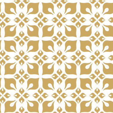 Kareler, haçlar, çizgiler ve çizgilerle soyut geometrik desen. Kusursuz vektör arkaplanı. Beyaz ve altın süs. Modern retiküle grafik tasarımı.