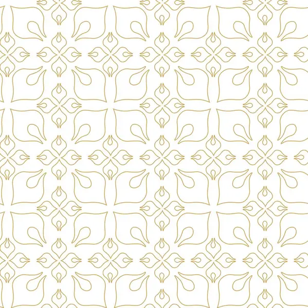 Kareler, haçlar, çizgiler ve çizgilerle soyut geometrik desen. Kusursuz vektör arkaplanı. Beyaz ve altın süs. Modern retiküle grafik tasarımı.