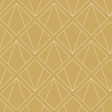 Kareler, haçlar, çizgiler ve çizgilerle soyut geometrik desen. Kusursuz vektör arkaplanı. Beyaz ve altın süs. Modern retiküle grafik tasarımı.