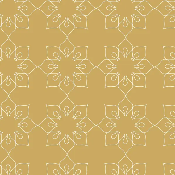 Kareler, haçlar, çizgiler ve çizgilerle soyut geometrik desen. Kusursuz vektör arkaplanı. Beyaz ve altın süs. Modern retiküle grafik tasarımı.