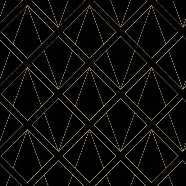 Kareler, haçlar, çizgiler ve çizgilerle soyut geometrik desen. Kusursuz vektör arkaplanı. Siyah ve altın süs. Modern retiküle grafik tasarımı.