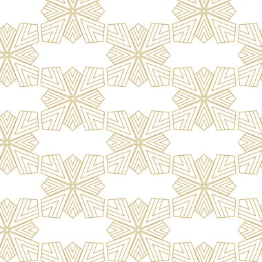 Haçlı, çizgili, çizgili soyut geometrik desen. Kusursuz vektör arkaplanı. Beyaz ve altın süs. Modern retiküle grafik tasarımı.