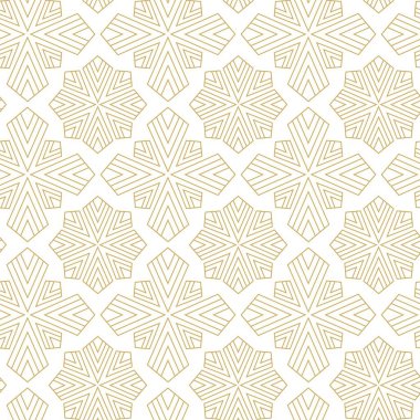Haçlı, çizgili, çizgili soyut geometrik desen. Kusursuz vektör arkaplanı. Beyaz ve altın süs. Modern retiküle grafik tasarımı.