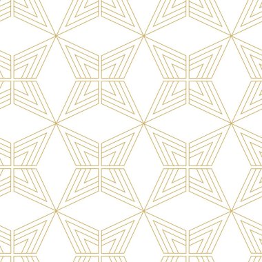 Haçlı, çizgili, çizgili soyut geometrik desen. Kusursuz vektör arkaplanı. Beyaz ve altın süs. Modern retiküle grafik tasarımı.