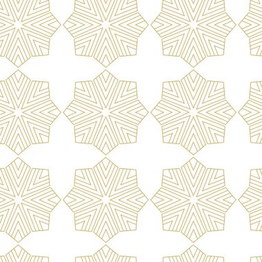 Haçlı, çizgili, çizgili soyut geometrik desen. Kusursuz vektör arkaplanı. Beyaz ve altın süs. Modern retiküle grafik tasarımı.