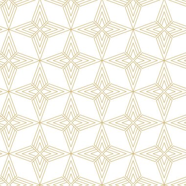 Haçlı, çizgili, çizgili soyut geometrik desen. Kusursuz vektör arkaplanı. Beyaz ve altın süs. Modern retiküle grafik tasarımı.