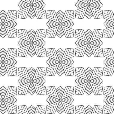 Haçlı, çizgili, çizgili soyut geometrik desen. Kusursuz vektör arkaplanı. Beyaz ve siyah süs. Modern retiküle grafik tasarımı.