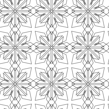 Haçlı, çizgili, çizgili soyut geometrik desen. Kusursuz vektör arkaplanı. Beyaz ve siyah süs. Modern retiküle grafik tasarımı.