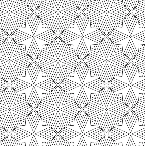 Haçlı, çizgili, çizgili soyut geometrik desen. Kusursuz vektör arkaplanı. Beyaz ve siyah süs. Modern retiküle grafik tasarımı.