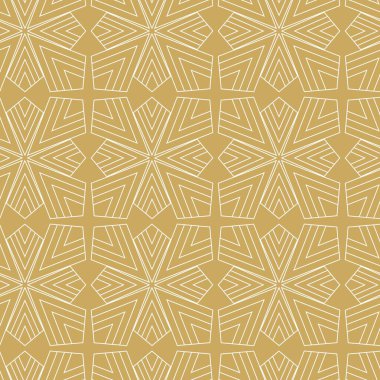 Haçlı, çizgili, çizgili soyut geometrik desen. Kusursuz vektör arkaplanı. Beyaz ve altın süs. Modern retiküle grafik tasarımı.