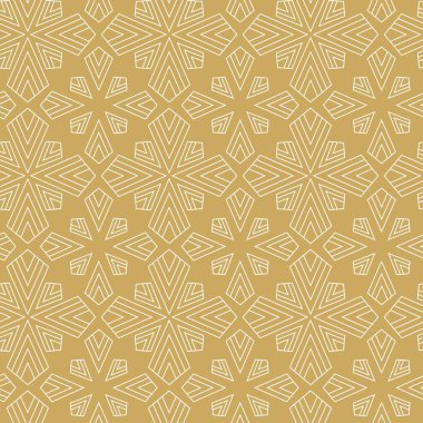 Haçlı, çizgili, çizgili soyut geometrik desen. Kusursuz vektör arkaplanı. Beyaz ve altın süs. Modern retiküle grafik tasarımı.
