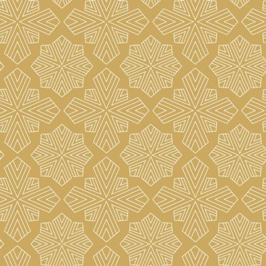 Haçlı, çizgili, çizgili soyut geometrik desen. Kusursuz vektör arkaplanı. Beyaz ve altın süs. Modern retiküle grafik tasarımı.