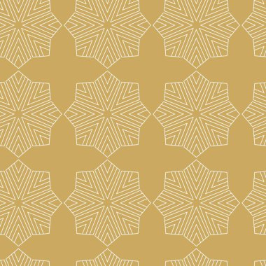 Haçlı, çizgili, çizgili soyut geometrik desen. Kusursuz vektör arkaplanı. Beyaz ve altın süs. Modern retiküle grafik tasarımı.